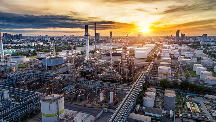 Aerial view of a factory